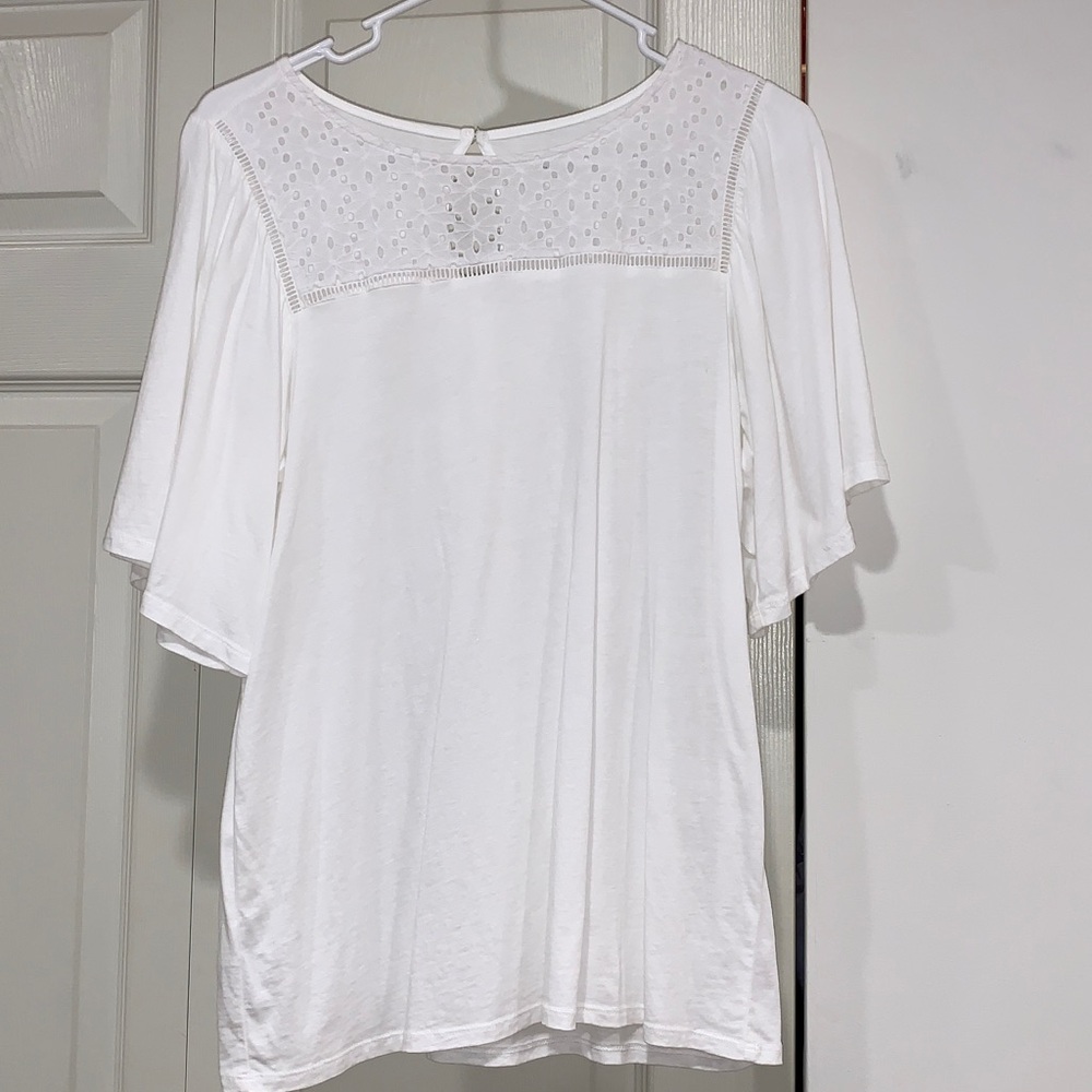 LOFT White Eyelet Detail Blouse
